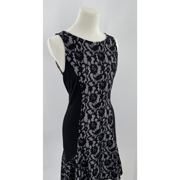 Maeve Anthropologie Black White Lace Dress Stretch Sleeveless Dark Coquette S - Picture 1 of 14